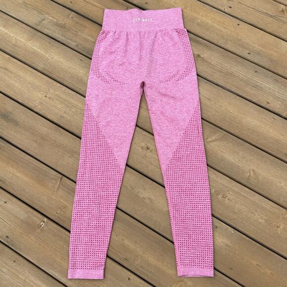 Gym Wolf size L High-Waisted Athletic Leggings - Magenta Pink - Picture 9 of 9